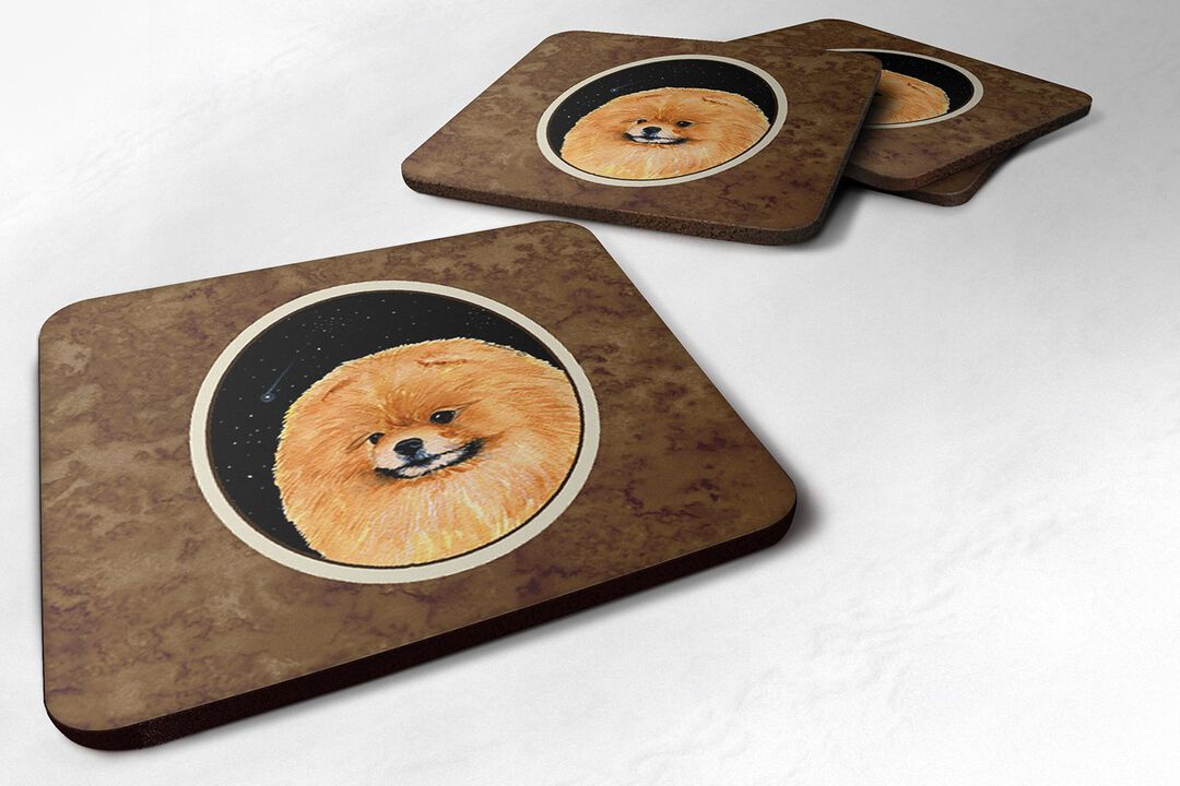 Caroline's Treasures SS8481FC Starry Night Pomeranian Foam Coasters Set of 4 (Set of 4), 3.5 H x 3.5 W, Multicolor