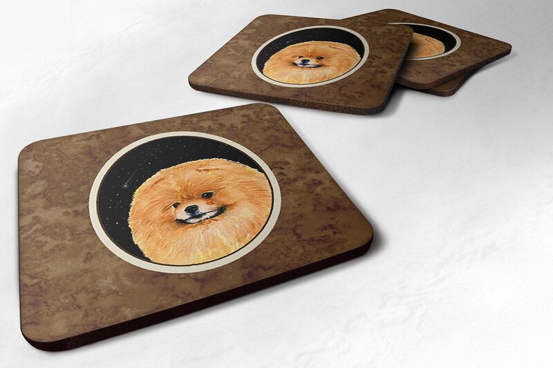 Caroline's Treasures SS8481FC Starry Night Pomeranian Foam Coasters Set of 4 (Set of 4), 3.5 H x 3.5 W, Multicolor image number 0