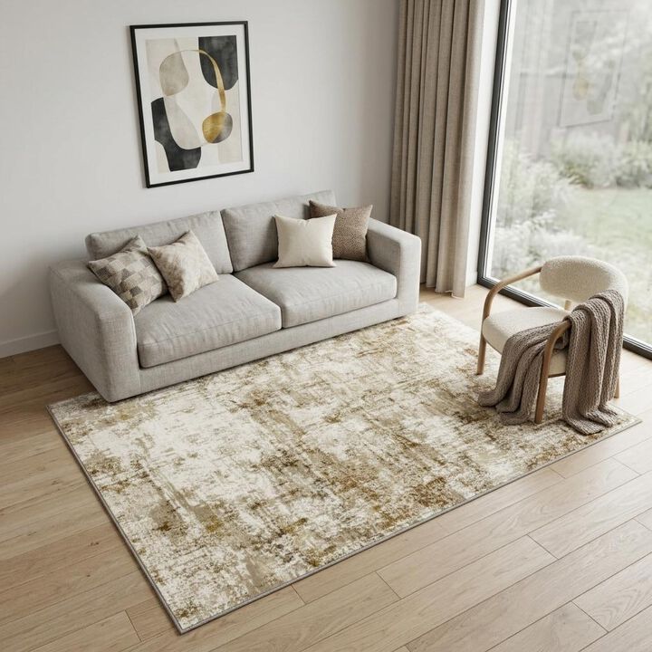 HomeRoots Abstract Washable Area Rug
