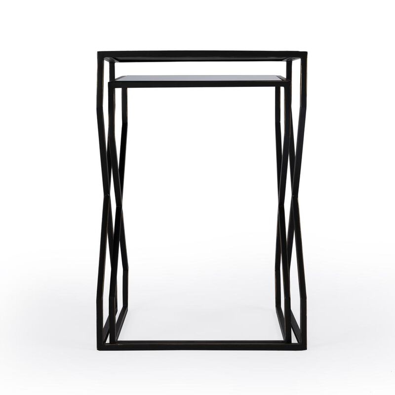 Butler Specialty Demi Modern Mirrored Nesting Tables, Black