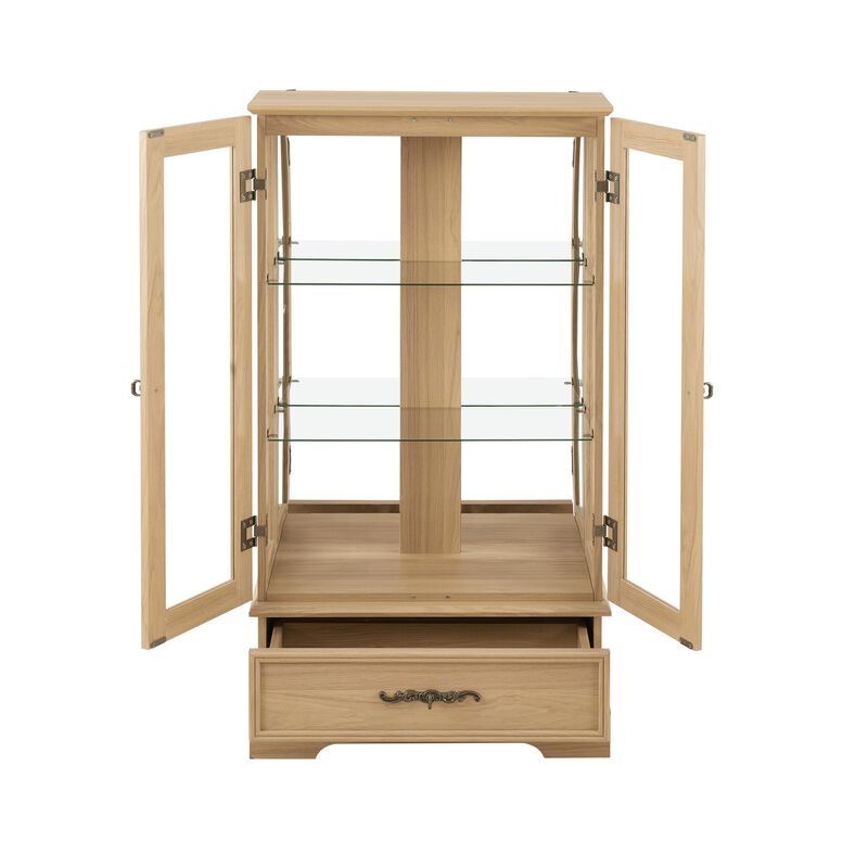 25.98 in. Display Cabinet with 1 Drawer and 2 Glass Doors