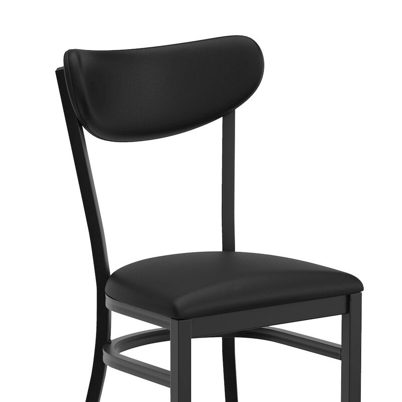 Flash Furniture Barstool, Black Steel Frame, Black Vinyl Boomerang Back, and Black Vinyl Seat image number 3