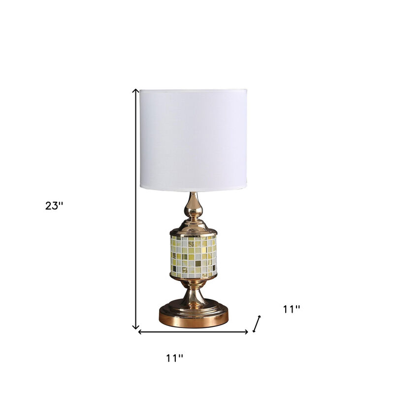 Hivvago 23" Gold Bedside Table Lamp With White Drum Shade