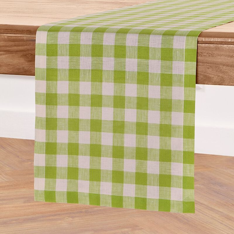 Solino Home Morgan Check 100% Linen Table Runner &ndash; Handcrafted, Machine Washable, Perfect for Holiday and Everyday Dining