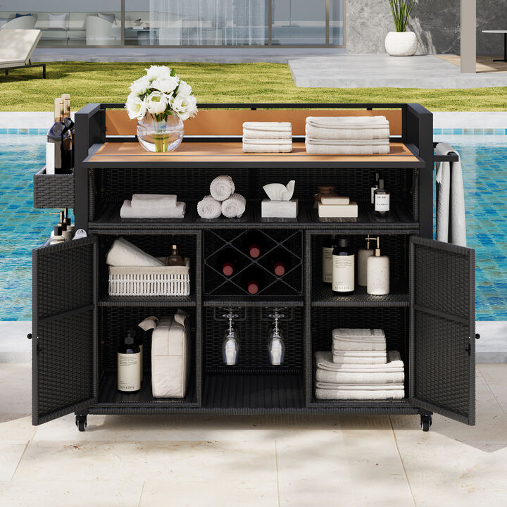ELEMENT ACE Premium Outdoor Rolling Grill Cart with Foldable Tabletop and Ample Storage