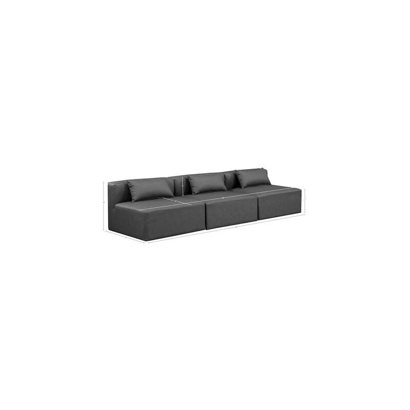 Meridian Furniture Cube Charcoal Grey Vegan Leather Modular Sofa