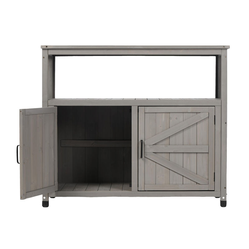 Whisen Rustic Wooden Patio Bar Tables with Storage & Countertop for Indoor-Outdoor Use image number 6
