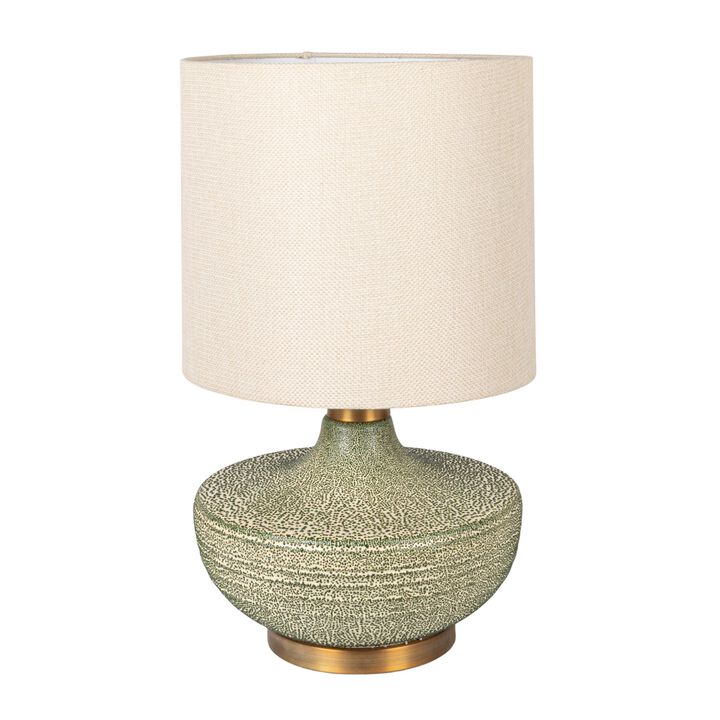 Textured Stoneware Table Lamp with Gold Base