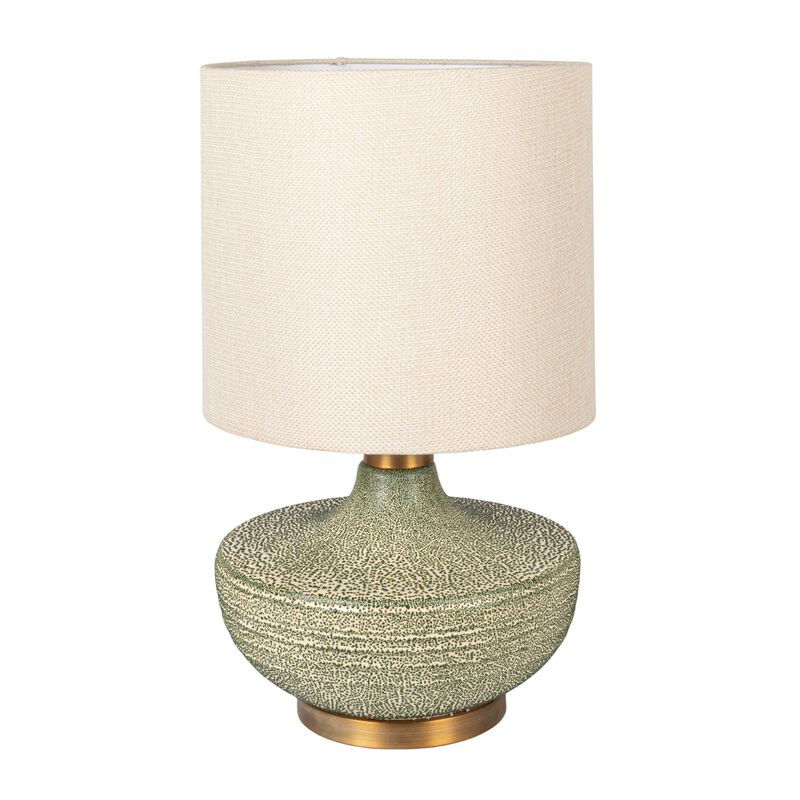 Textured Stoneware Table Lamp with Gold Base image number 0