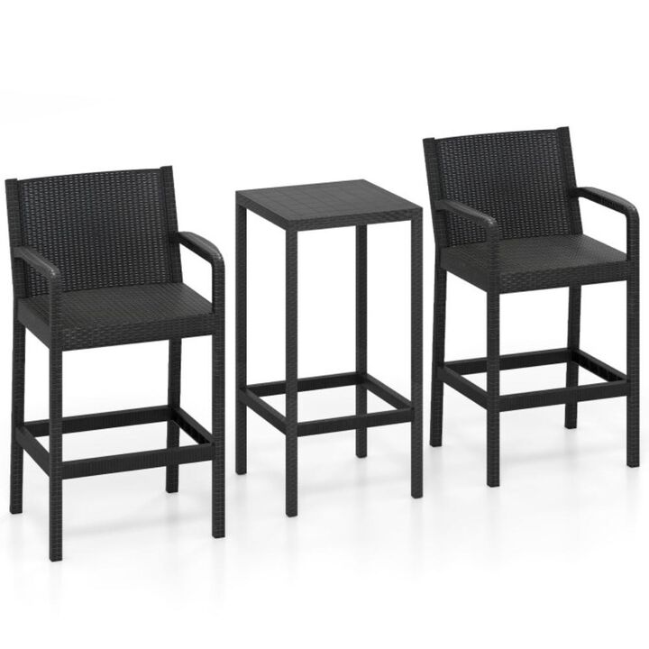 Hivvago 3 Pieces Patio Bar Set with 2 Stools and 1 Bar Table