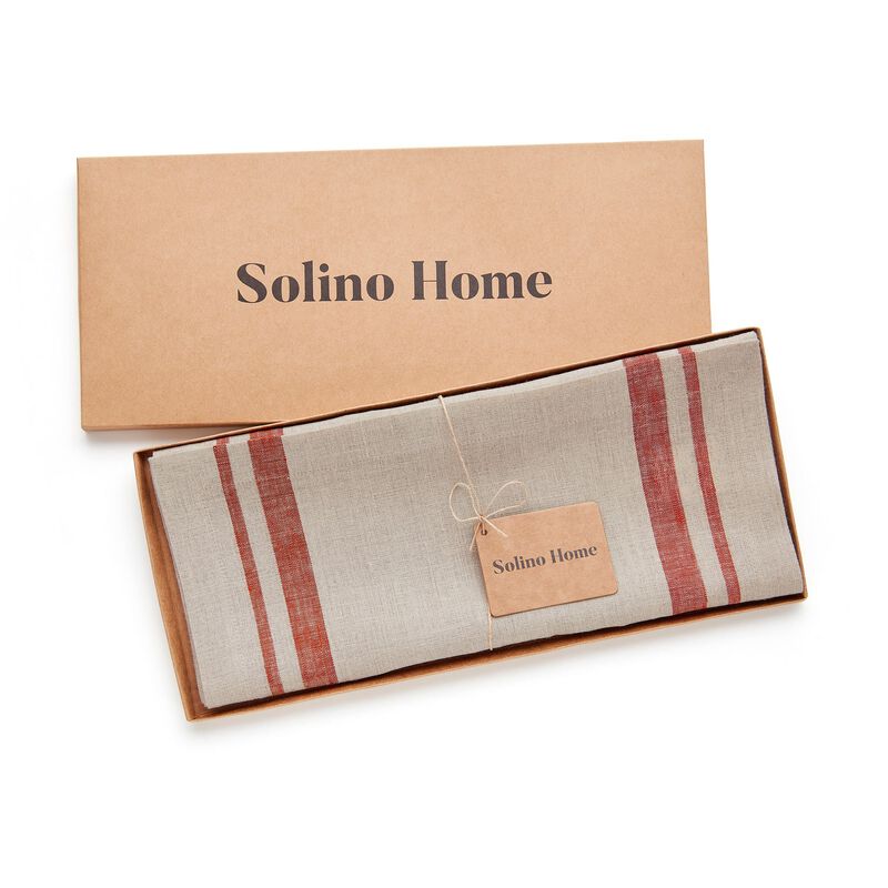 Solino Home 100% Pure Linen Table Runner - French Stripe
