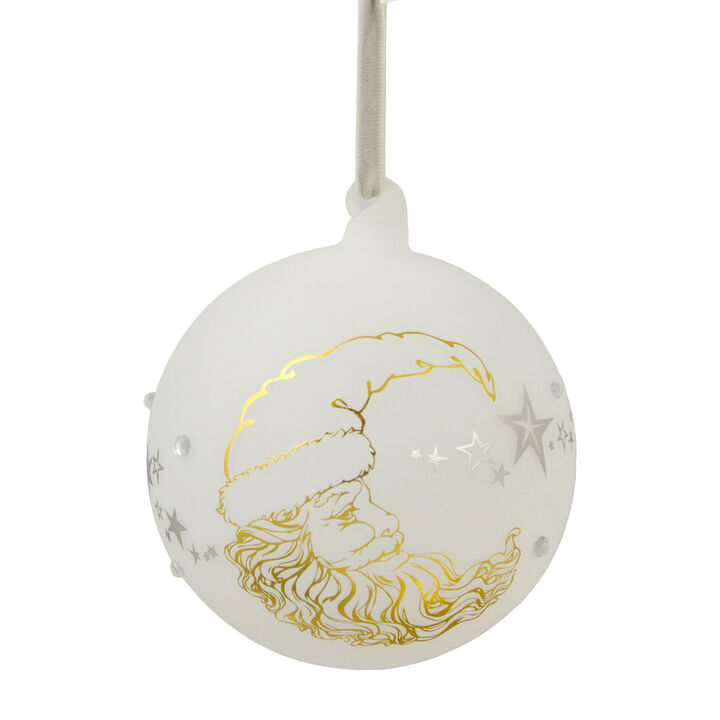 4.5" Moon Santa 'Dreams Come True' Frosted Glass Christmas Ornament