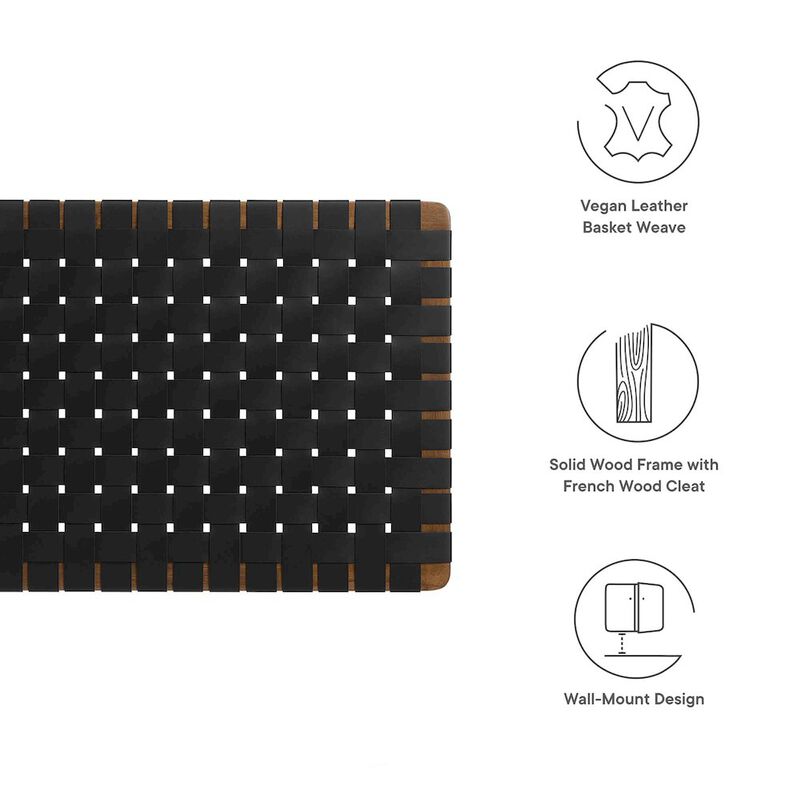 Sparta Weave Wall-Mount Vegan Leather Twin Headboard image number 2