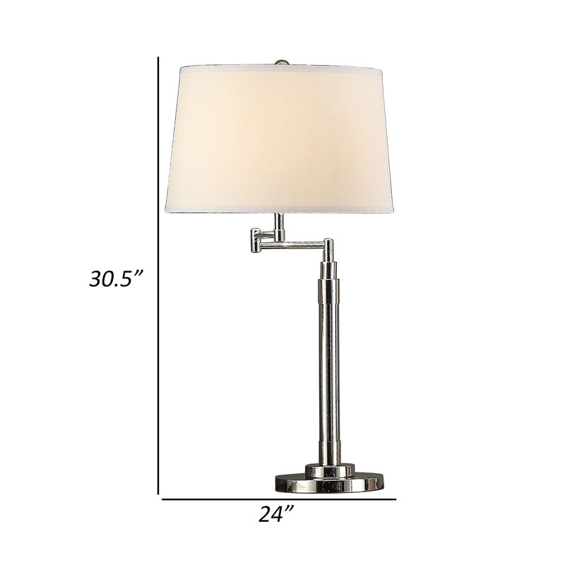 31 Inch Table Lamp Set of 2, Empire Fabric Shade, Modern Nickel Base-Benzara