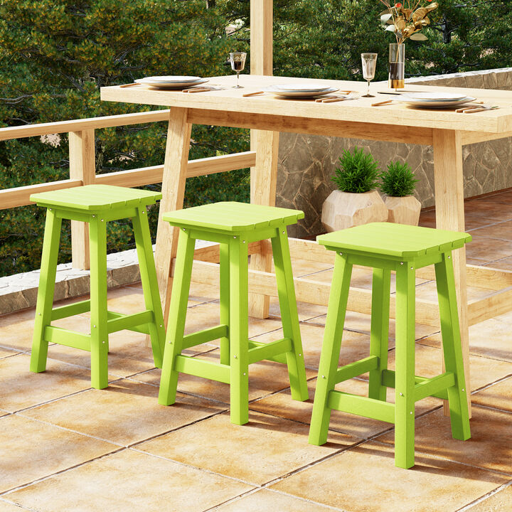WestinTrends 24" HDPE Outdoor Patio Counter High Backless Square Bar Stools Set of Three