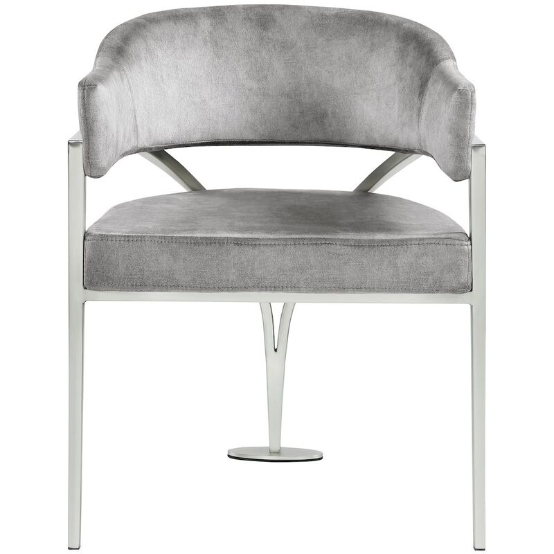 Meridian Furniture Madelyn Grey Velvet Dining Chair, Set of 2