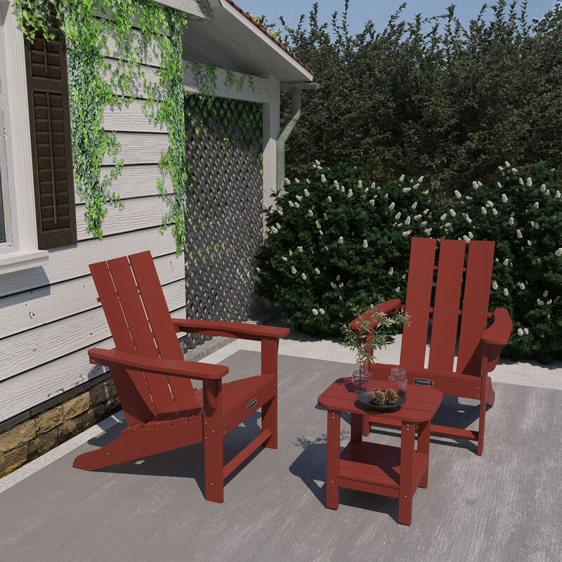 Mondawe Ergonomic Outdoor Adirondack Chair with 3 Back Panel Wide Armrests and Robust PS Material