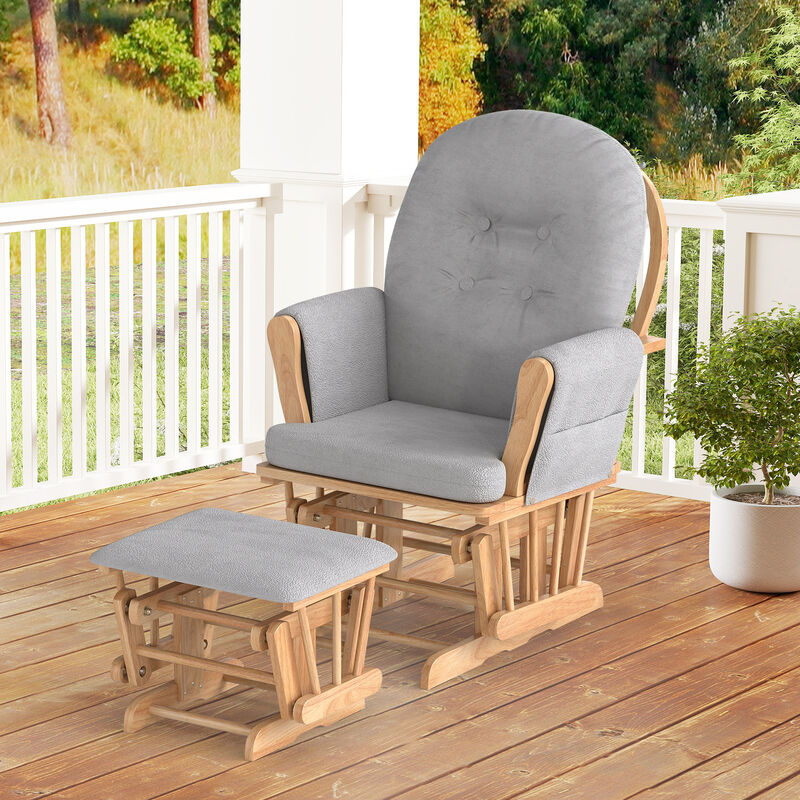 Glider Chair with Ottoman, Detachable Cushion & Padded Armrests image number 7
