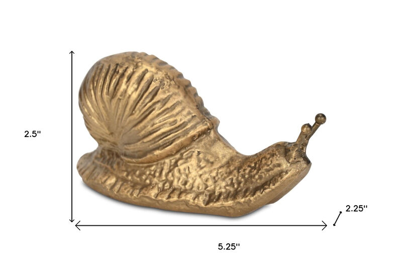HomeRoots 3" Antiqued Gold Cast Iron Snail Figurine image number 6