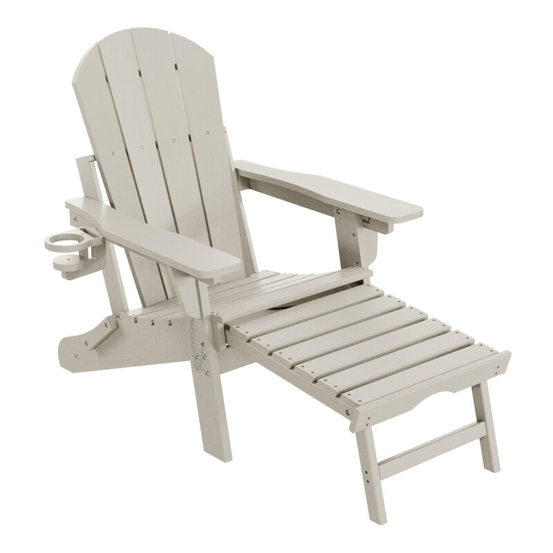 WestinTrends Folding Adjustable Adirondack Chair with Retractable Ottoman and Cup Holder (Set of 2) image number 2