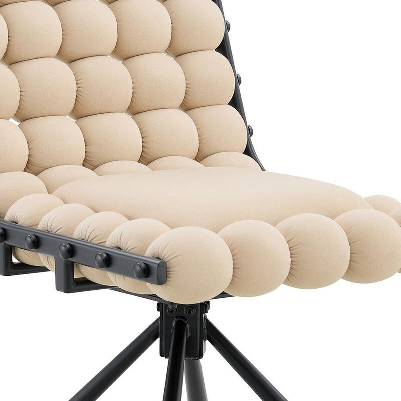HomeRoots Set of Two Beige and Black Bubble Tufted Microfiber Dining Side Chairs image number 2