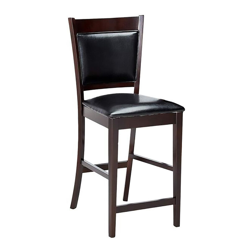 Counter Height Chair Vinyl Padded Seat & Back, Espresso  Brown, Set of 2