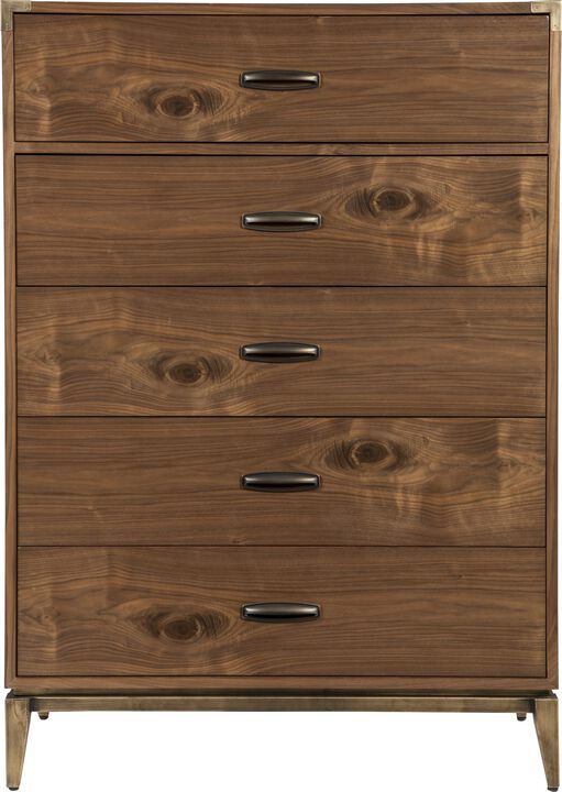 Adler Five Drawer Chest in Natural Walnut