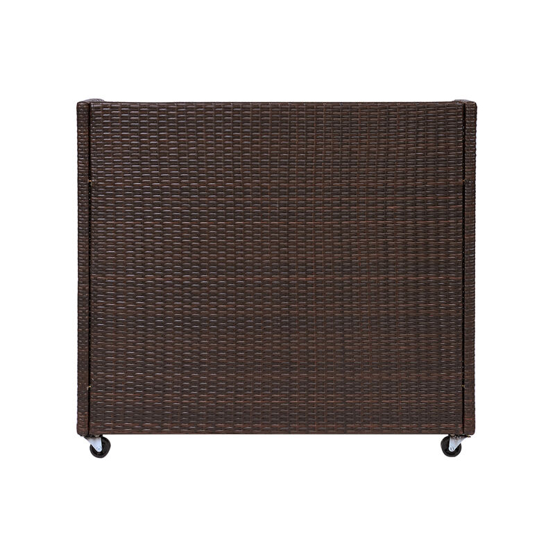 Veronica Outdoor Portable PE Rattan Serving Cart with Wheels, Brown image number 7