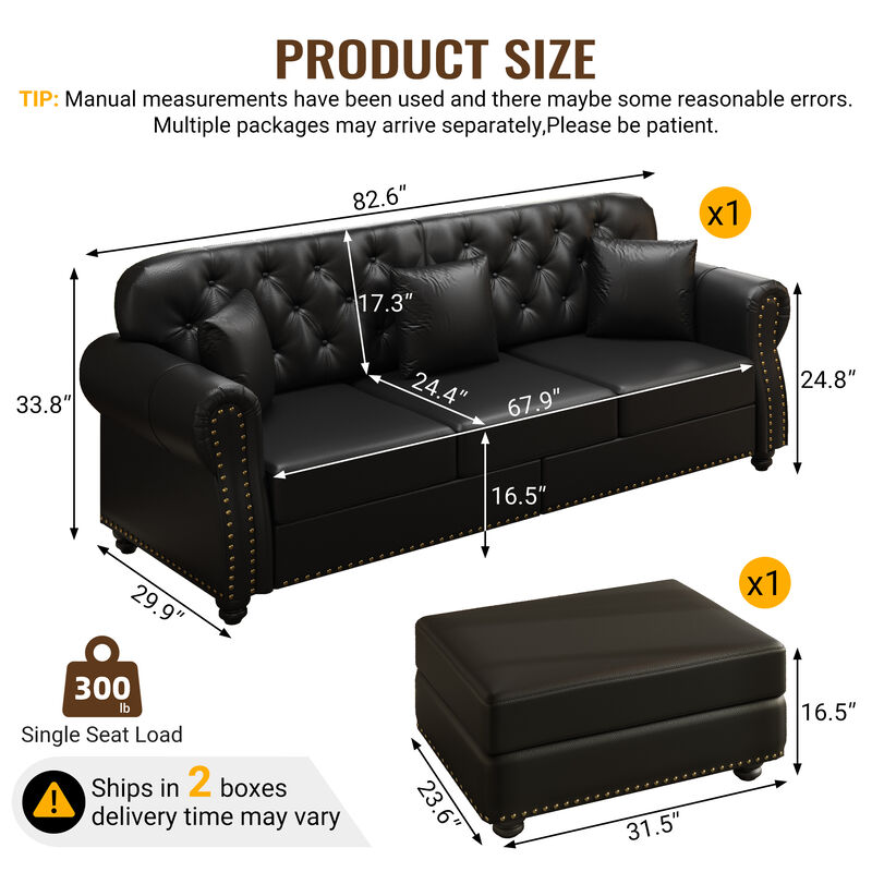 Viltux 82.6"Upholstered Faux Leather Sectional image number 4