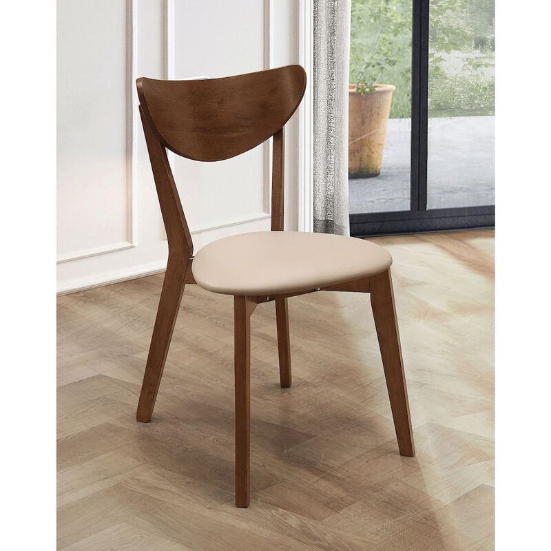 Simple Relax Set of 2 Dining Side Chairs in Beige and Chesnut image number 4