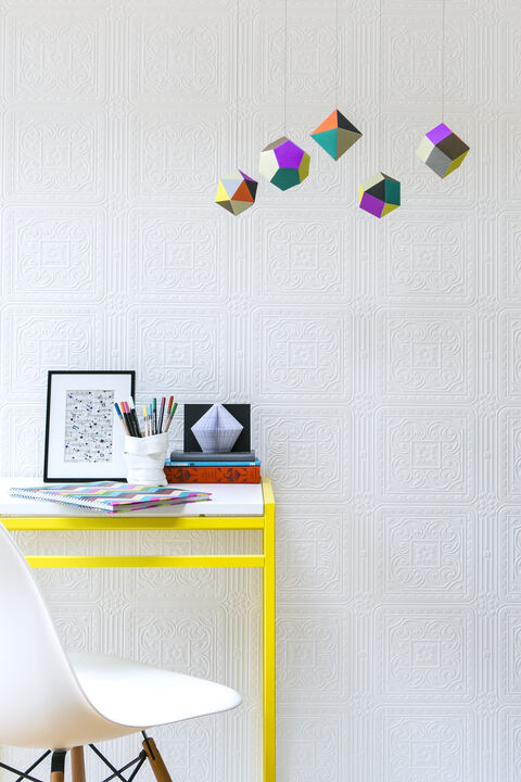Turner Tile White Paintable Textured Vinyl Wallpaper (Set of 2)