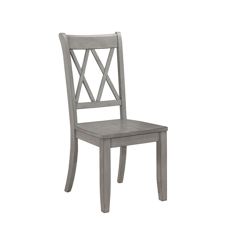 Streamdale Transitional Gray Side Chairs Set, Double-X Design