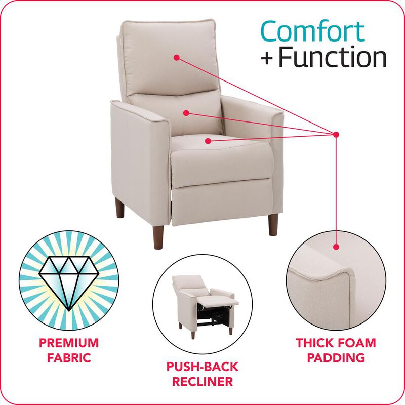 CorLiving Alder Manual Recliner in Beige
