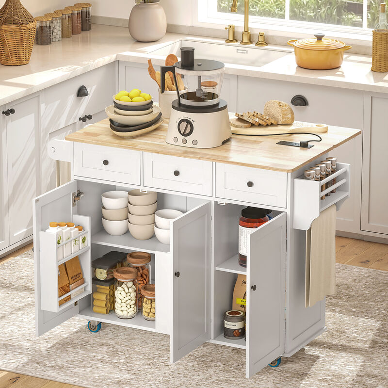Wooden Kitchen Storage Island & Cabinet &ndash; Adjustable Shelves for Home Organization image number 2