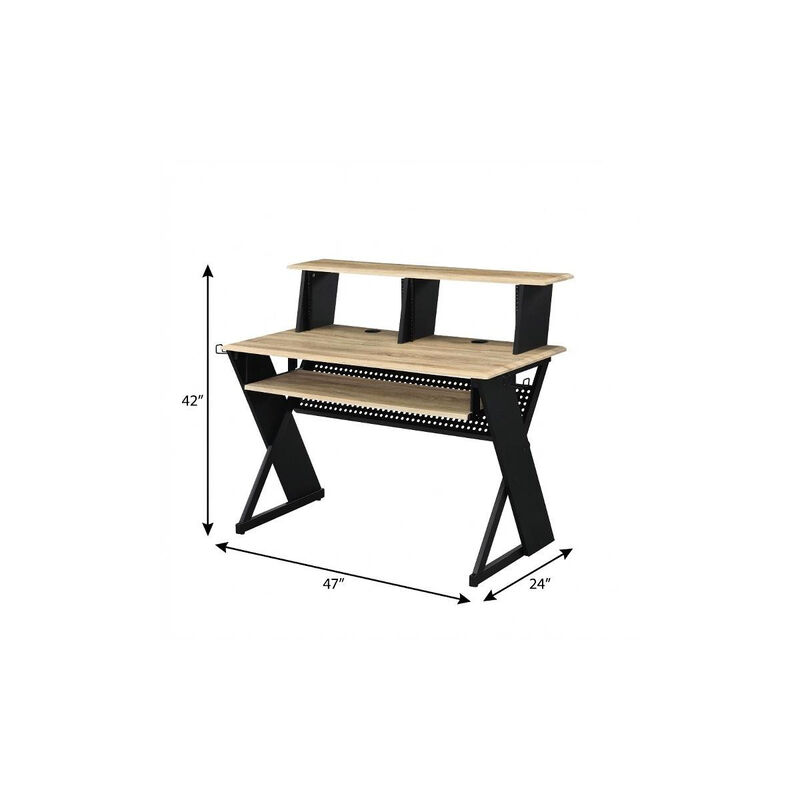 HomeRoots 47" Natural and Black Music Desk image number 3
