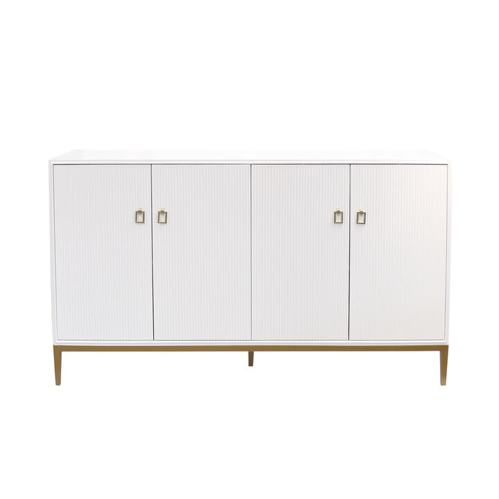 Pasargad Home Victoria Ivory Sideboard, 4 Doors, 2 Drawer with Bronze Metal Frame