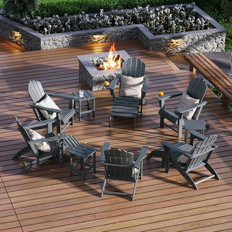 WestinTrends 12-Piece HDPE Outdoor Patio Furniture Adirondack Chair Conversation Table Set