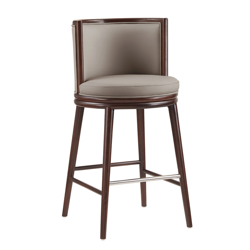 Evalyn Gray Leather Bar Stools (Set of 2)