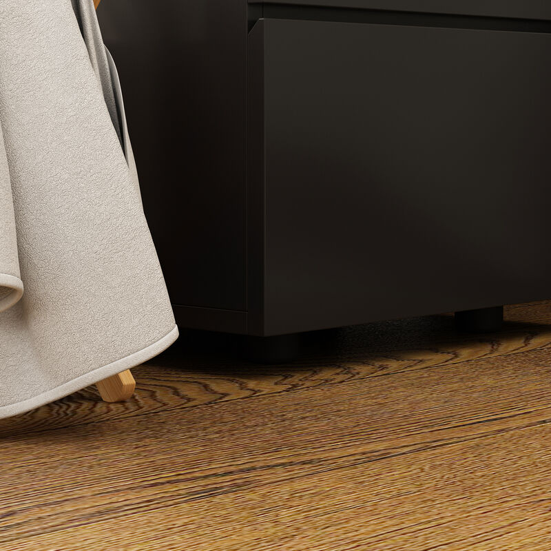 FUFU&GAGA Modern Black Nightstand with 2 Drawers and Storage Compartments, Sleek Design (15.7" W x 11.6" D x 18.9" H), Black