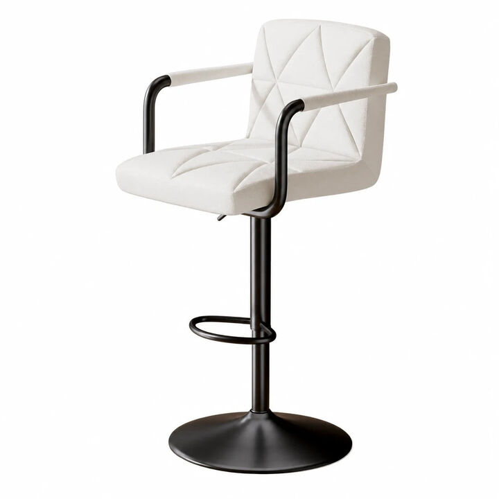 Leather Swivel Bar Stools Set of 2, Adjustable Height Square Counter Stools with Back & Iron Frame, 360&deg; Kitchen Island Chairs for Outdoor, Home Bar, Hotel