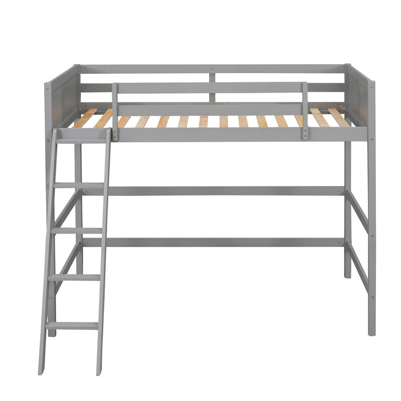 Whisen Solid Wood Twin Size Loft Bed with Ladder-Espresso