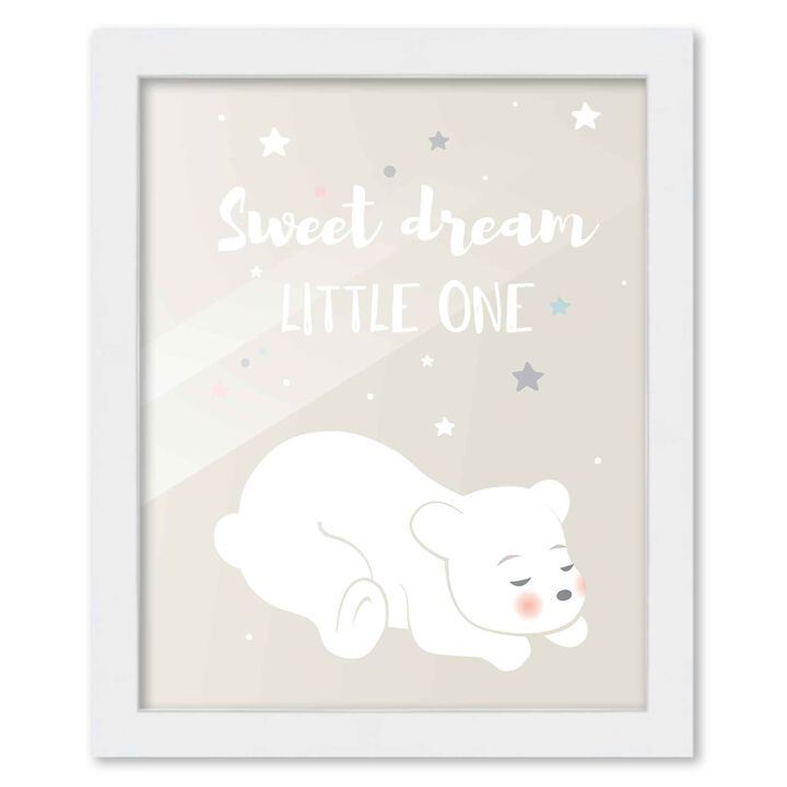8x10 Framed Nursery Wall Art Hand Drawn Twinkle Sweet Dreams Poster in White Wood Frame For Kid Bedroom or Playroom