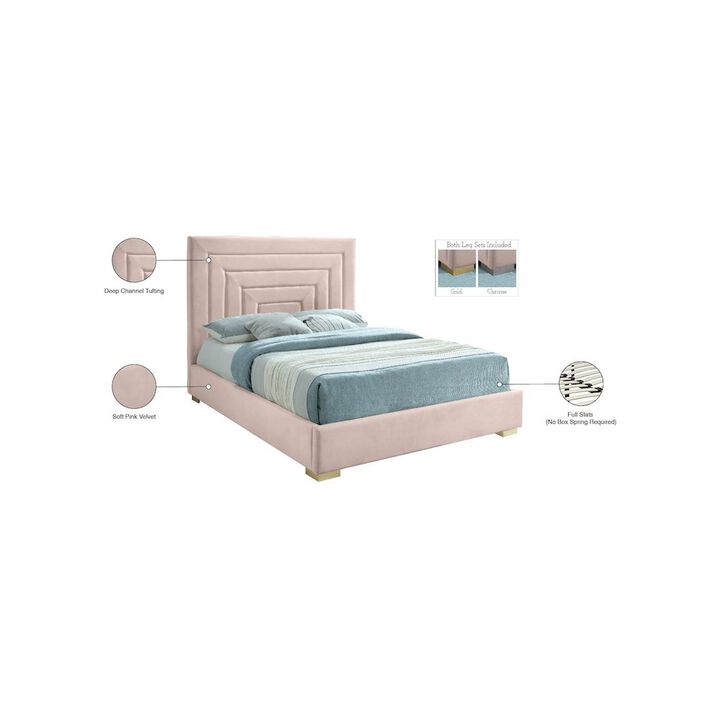 Meridian Furniture Nora Pink Velvet Queen Bed