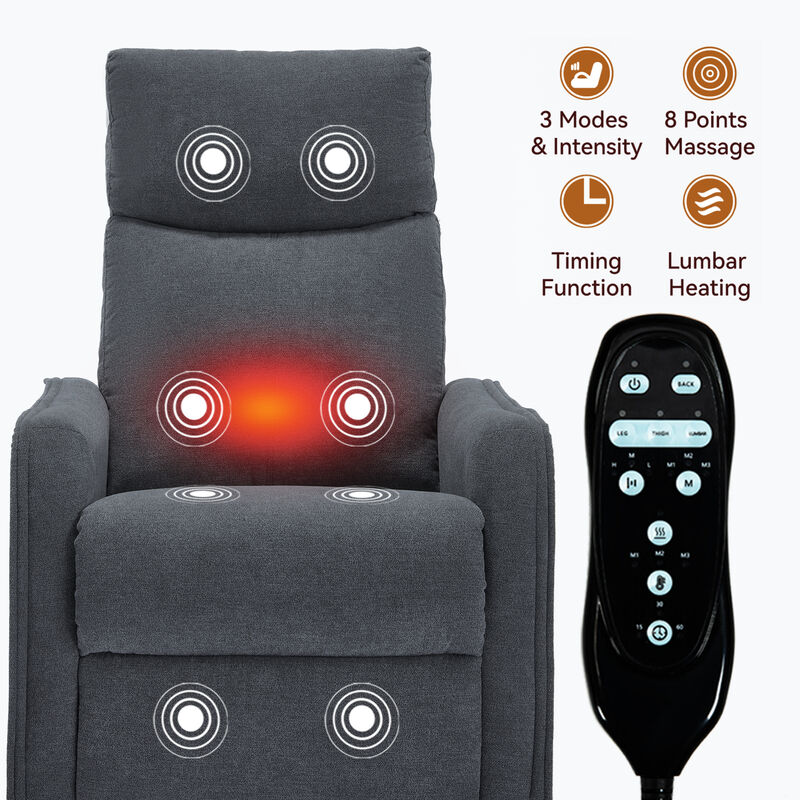 GOODSILO Heat Massage Manual Recliner Chair with Rocker and Swivel for Living Room Relaxation image number 9