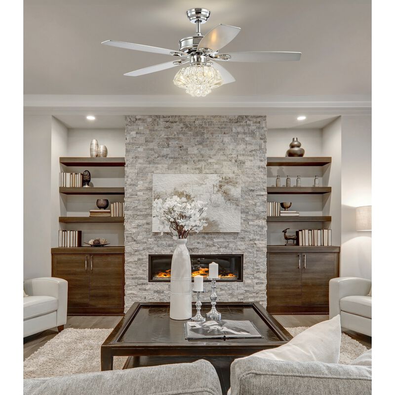 Kate 3-Light Glam Crystal Drum LED Ceiling Fan With Remote