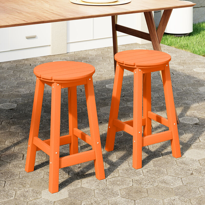 WestinTrends 24" HDPE Outdoor Patio Round Counter Height Bar Stool Set of 2