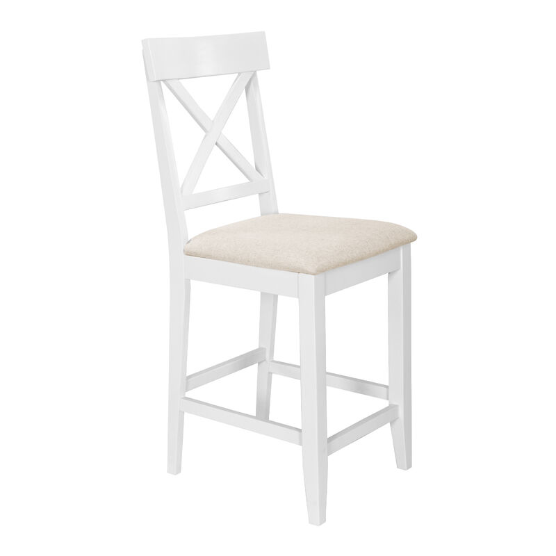 Merax Solid Wood Farmhouse Counter Height Dining Table Set with 3-Tier Storage Shelves