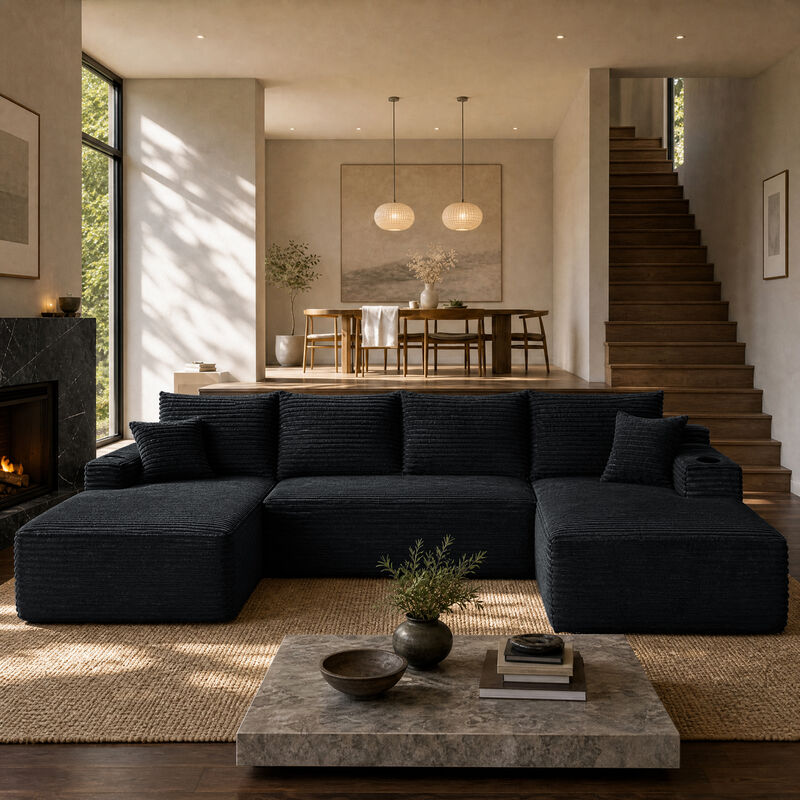 Wesnum U-Shape Cloud Sectional Sofa image number 2