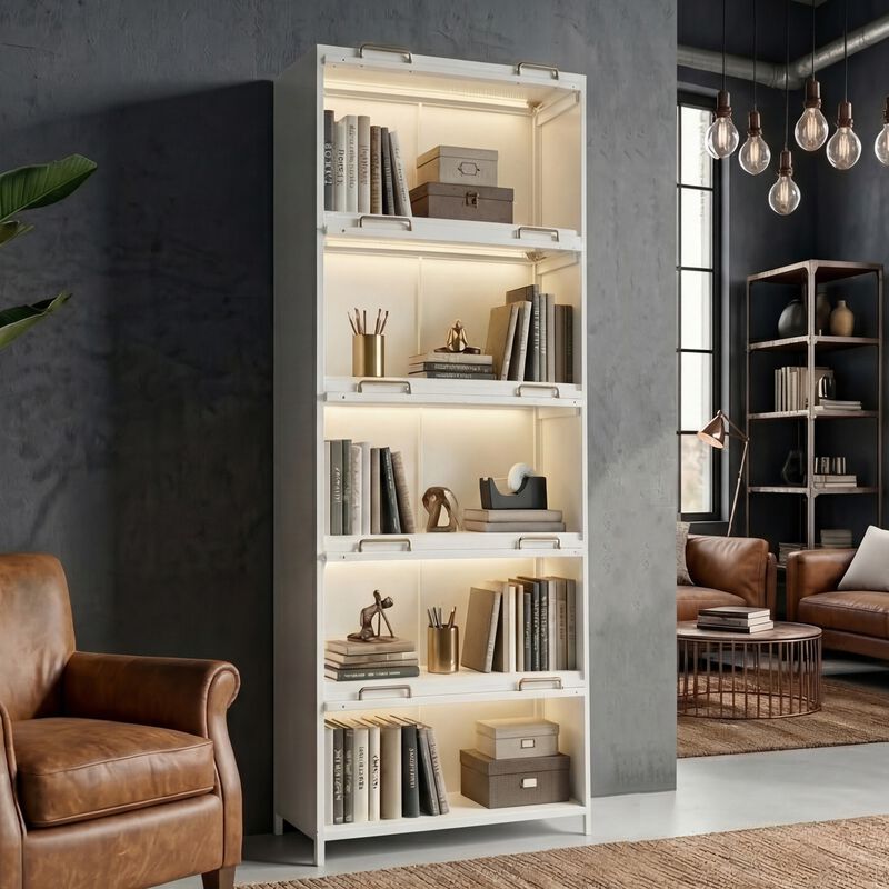 Wimnux Modern LED Lighted Metal Display Cabinet image number 5