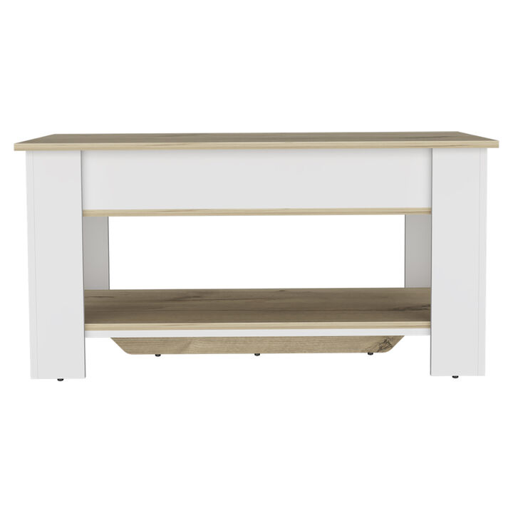 Karmen 1-Shelf Lid Top Storage Table Light Oak and White